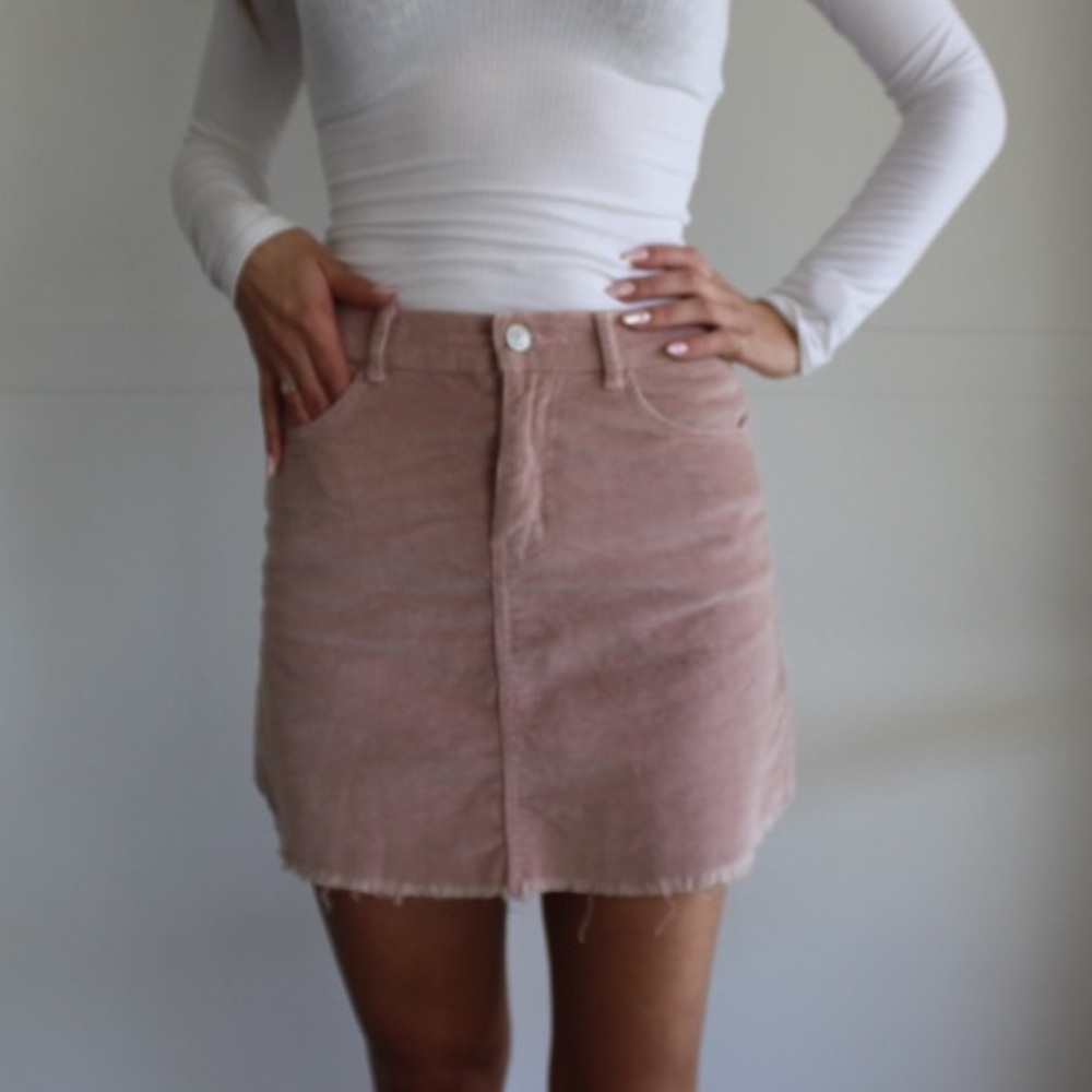 Rose Blush Pink Corduroy Mini Skirt